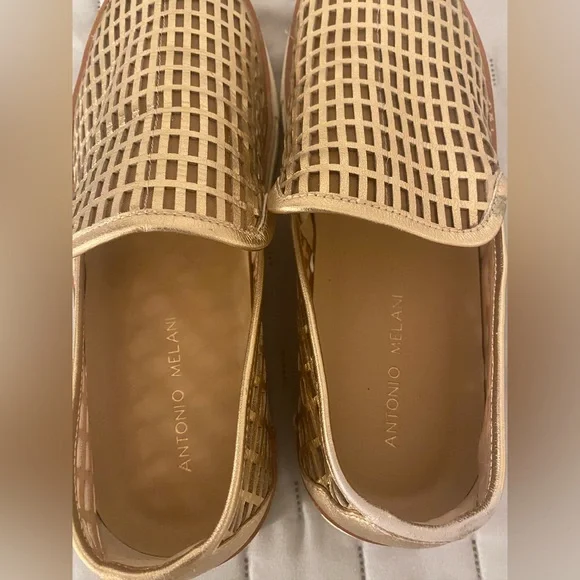 Antonio Melani Metallic Gold Women's Slip-On Loafers - Picture 4 of 8